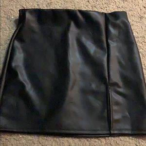 Black metallic faux leather like feel skirt